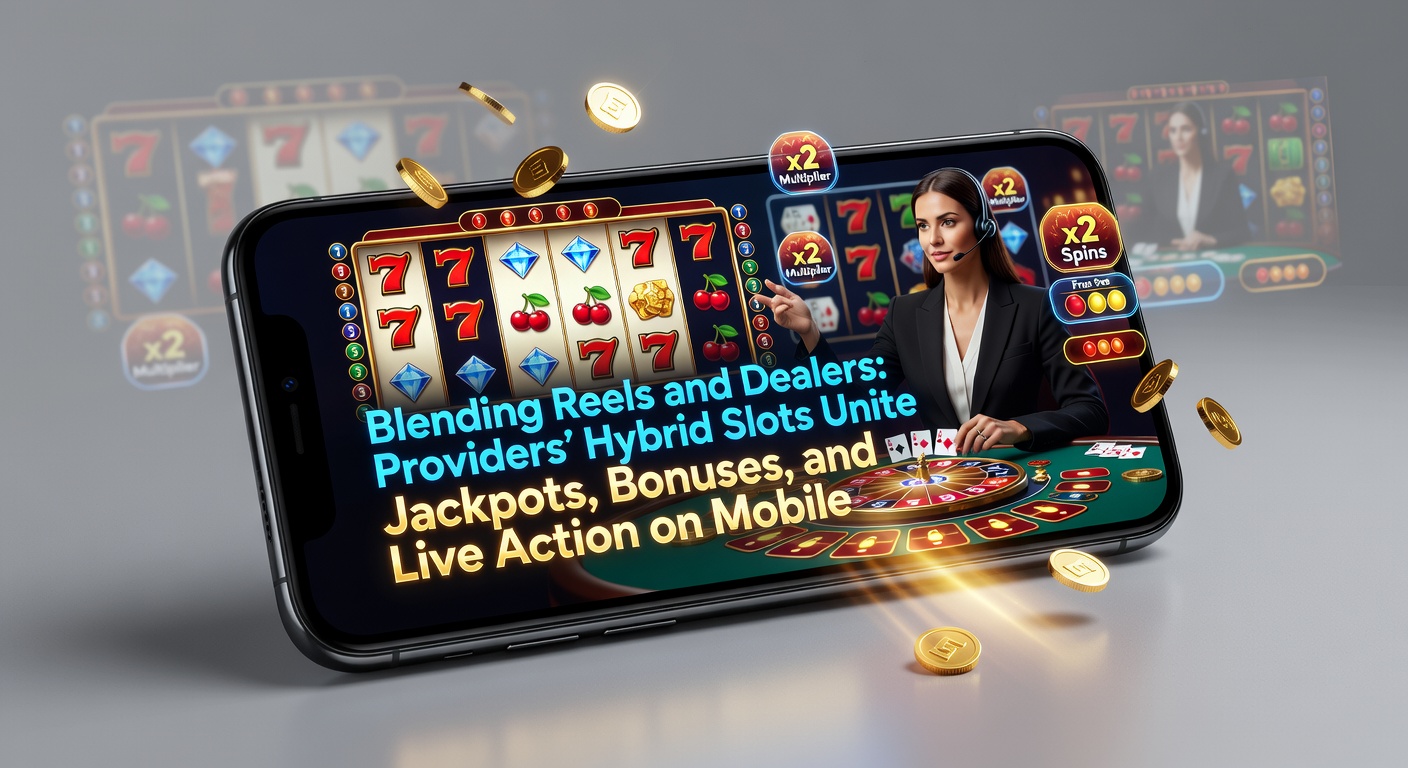 Schermafbeelding van een hybride slot met live dealer en draaiende rollen op een mobiel apparaat, jackpotmeter op de achtergrond