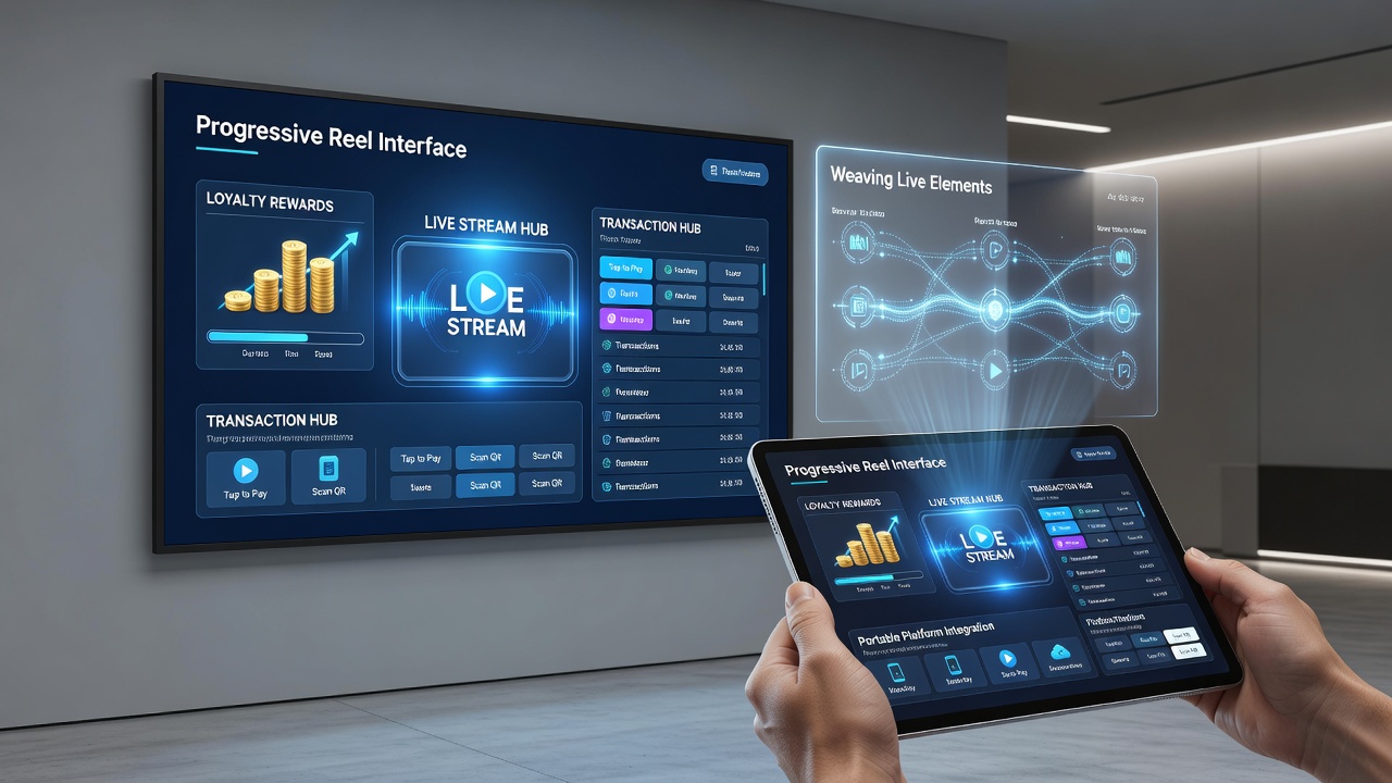 Illustratie van mobiele integratie van live elementen in progressieve slots