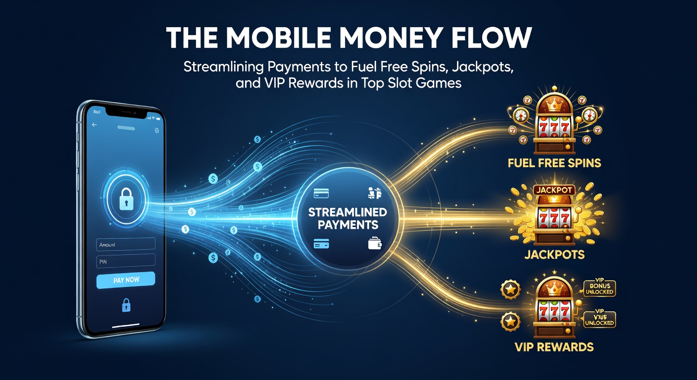 Mobiele telefoon met slot game interface en geldtransacties die free spins en jackpots activeren