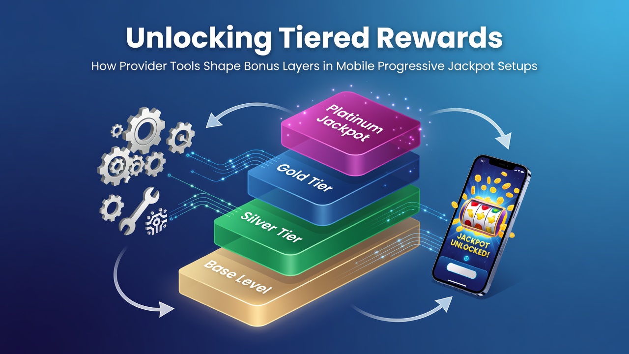 Mobiele progressieve jackpot interfaces met gelaagde bonuslagen en provider tools in actie